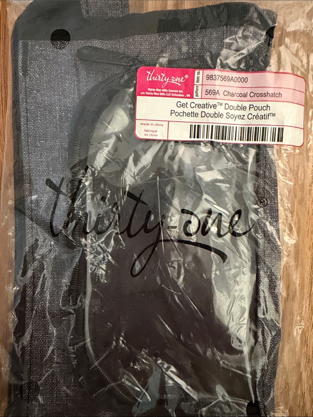 thirty-one Charcoal Crosshatch Double Pouch in Dark Gray